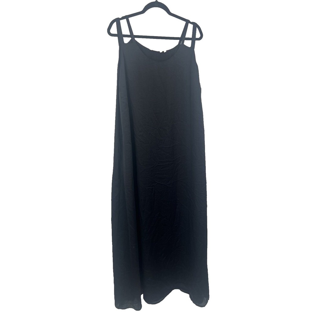 Soft Surroundings Satin Black Maxi Dress Plus Size 3X